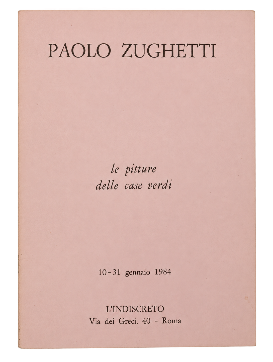 Copertina di Le pitture delle case verdi, L’Indiscreto, Roma 1984